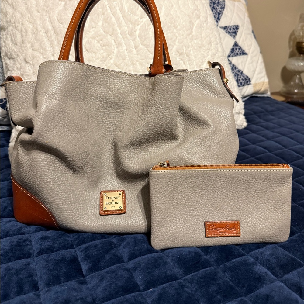 Dooney & Bourke Gray and Brown Leather Shoulder Bag